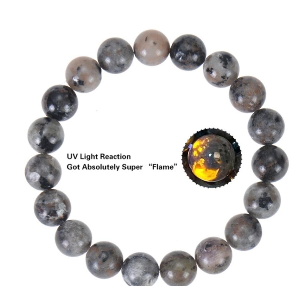 10mm Flame Stone Bracelet Natural Flame Stone Beaded Bracelet*UV act.*Unisex